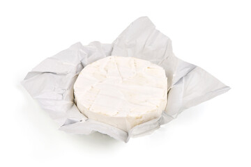 Camembert cheese, isolated on white background.