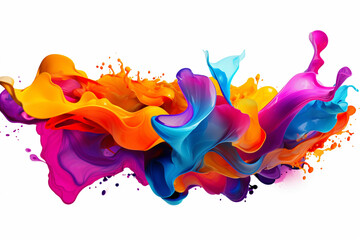 Fototapeta premium Colorful swirls resembling vibrant, dynamic paint splatters isolated on white background created with Generative Ai