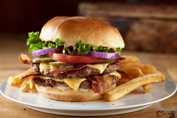 Bacon Smash Burger with Fries