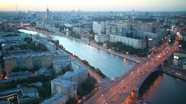 Moskva River and Building on Kotelnicheskaya Embankment 