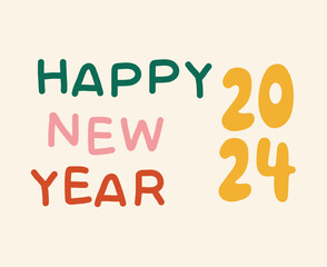 Happy New Year 2024 Abstract Multicolor Graphic Design Vector Logo Symbol Illustration