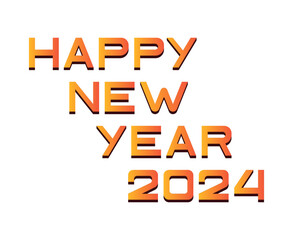 Happy New Year 2024 Abstract Orange Graphic Design Vector Logo Symbol Illustration