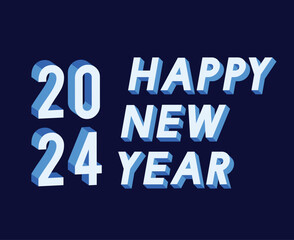 Happy New Year 2024 Abstract Blue Graphic Design Vector Logo Symbol Illustration