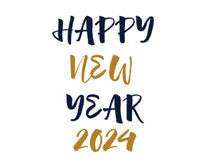Happy New Year 2024 Abstract Blue And Brown Graphic Design Vector Logo Symbol Illustration