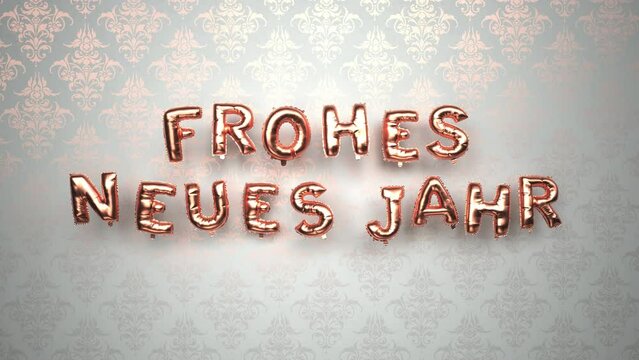 4k Video Frohes Neues Jahr Damastmuster. ProRes 4444, infinity loop