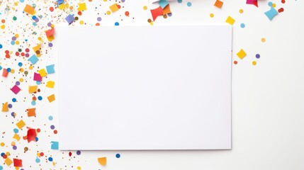 White blank paper greeting card with new year and Christmas decorations, holidays festive mock up comeliness