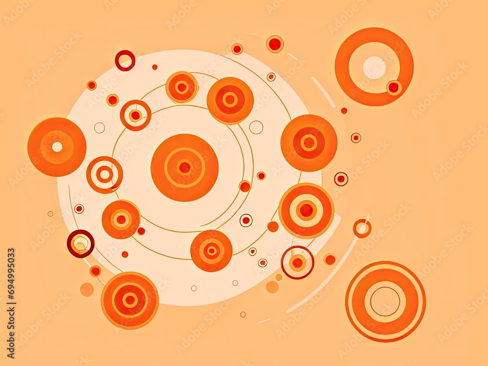 Fototapete circles on an abstract orange background. illustration in vector format