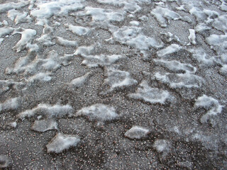Footpath partially covered with ice - Aberdeen city - Scotland - UK
