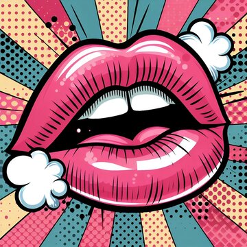 Comic pop art illustration of lips