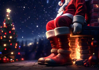 Animated Santa Claus legs in black shoes.