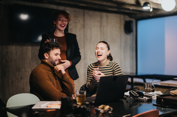 Business professionals collaborate and plan marketing strategy for growth in corporate office. Data analysis, market research, teamwork, project management, and sales statistics contribute to success.