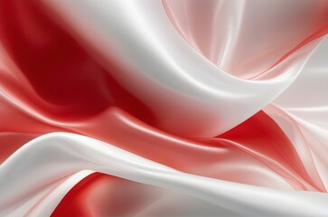 Abstract background of smooth flowing silk with soft wave of red and white colors
