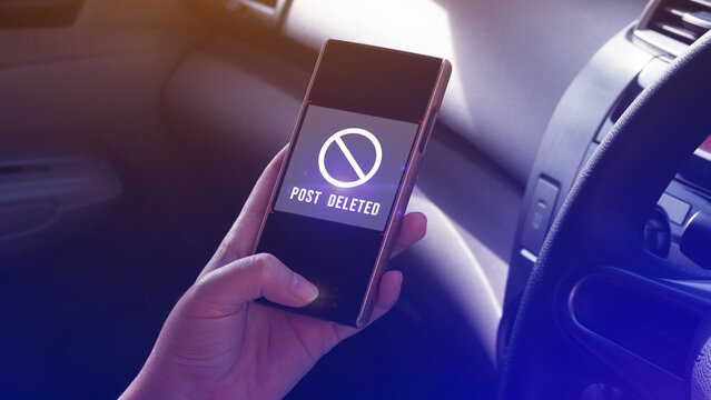 Uses a smartphone or mobile phone to use social media but the post has been deleted on a virtual screen, Find more internet search engine optimization.