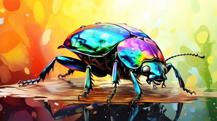 illustration of a large and colorful beetle