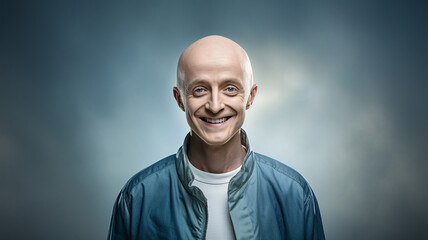 Obraz premium Portrait of a cancer patient with a smile on his face.