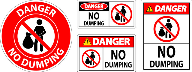 Danger No Dumping Sign - obrazy, fototapety, plakaty