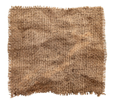 Burlap texture. A piece of torn burlap on a white background. Canvas. Packing material