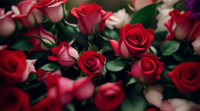 Bunch of red roses, Video for the background on the festival of love and Valentine's Day