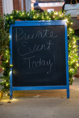 private event chalkboard sign