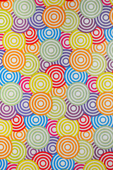 Seamless pattern with circles. Pattern with colorful circles. Colorful watercolor abstract mosaic pattern as background. Close up of decorated paper.