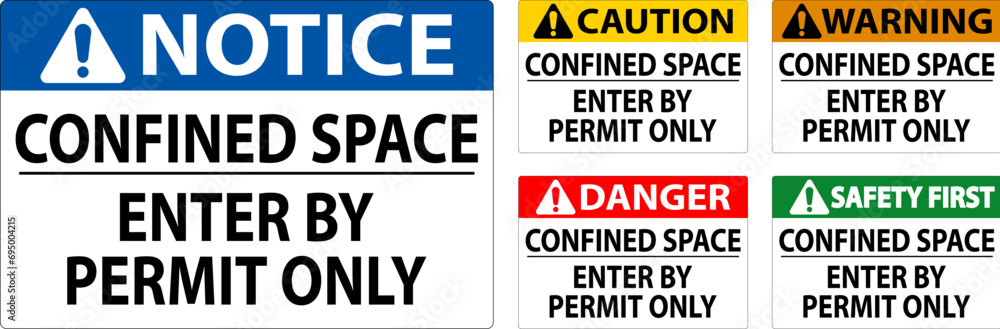 Wall mural danger sign confined space - enter by permit only