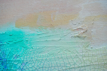 アブストラクト　抽象的な　背景　バックグランド　パステル　絵具　カラフル　クラック　ひび割れ　クラックメディウム　絵画　春　黄色　ピンク　テクスチャ　ペールブルー