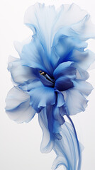 a blue flower, silk texture flower, white background,extreme dreaming created with Generative Ai