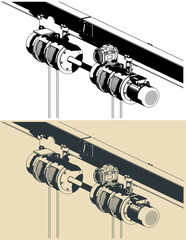 Hoist and winches for installation cradle close-up