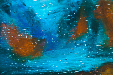 テクスチャー　背景　アブストラクト　海　粗い表面　クレヨン　抽象　暗い　深海　空　オイルパステル　絵画　絵