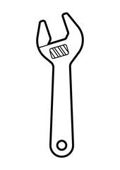 Illustration of adjustable wrench. Repair working tool. Equipment for construction industry and business.