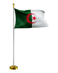 Algeria flag wave on transparent or PNG background. digital illustration for national activity or social media content.