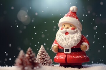 Obraz premium Mini Santa in a snowing atmosphere