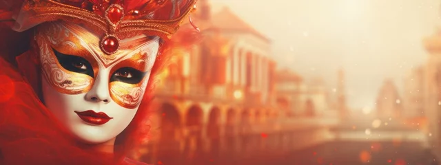 Foto op Canvas banner with carnival mask with empty space for text. carnival concept, venice © Aksana