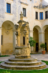Fototapeta na wymiar courtyard of the diocesan museum in Lecce Italy