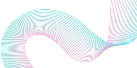 Abstract background with waves for banner. Medium banner size. Vector background with lines. Element for design isolated on white. Pink and blue. Girl or boy. Holiday