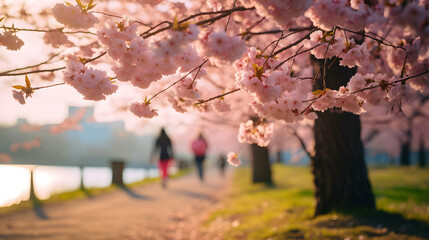 Fototapeta premium Cherry blossoms in the park in spring