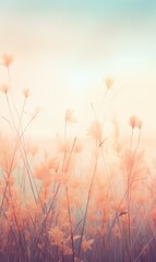 background in delicate shades peach fuzz  with space for text with plants
