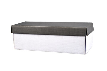 beautiful gray cardboard box for object holder with lid isolated on white background