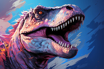 a dinosaur with an open mouth, a giant ancient lizard. an extinct reptile. colorful illustration.