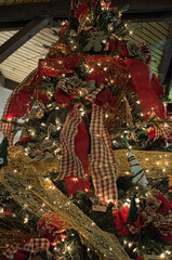 ribbon decorations on a Christmas tree