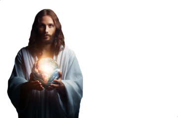 Jesus Holding Planet Earth - For God so loved the world, that he gave his only begotten Son, that whoever believeth in him should not perish, but have everlasting life