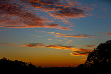 Wonderful colorful idyllic surreal sky at dawn