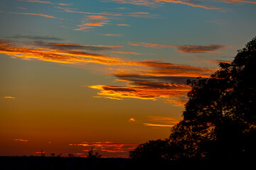 Wonderful colorful idyllic surreal sky at dawn