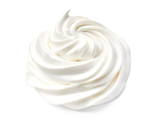 whipped cream swirl isolated on transparent background, top view, png	