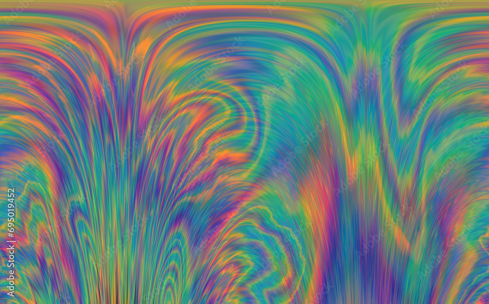 Poster Dynamic neon polarized divots create a mesmerizing and vibrant background. Abstract psychedelic background.