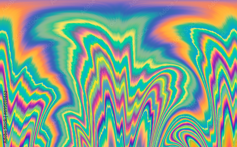 Poster Dynamic neon polarized divots create a mesmerizing and vibrant background. Abstract psychedelic background.