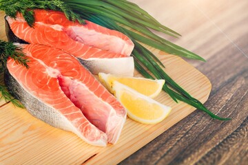 Fresh raw tasty salmon fillet