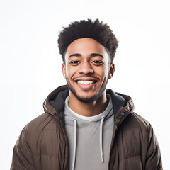 Beautiful Black Male Student on a Clean White Background