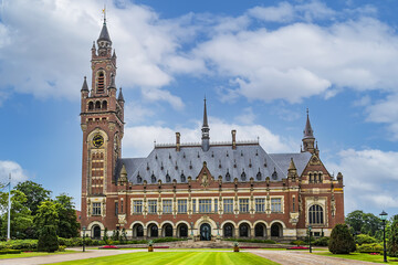 Hague Peace Palace "Vredespaleis" or International Court of Justice. The Hague, the Netherlands.