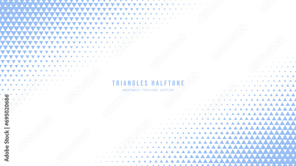 Wall mural Triangles Modern Halftone Geometric Pattern Vector Tilted Border White Blue Abstract Background. Faded Checkered Triangle Particles Subtle Texture. Half Tone Art Graphic Pure Light Wide Wallpaper